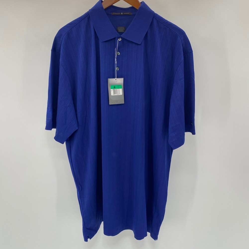 NEW Nike Tiger Woods Golf Polo Shirt Nike Men XL Blue Ribbed Athleisure Sporty - Picture 2 of 13